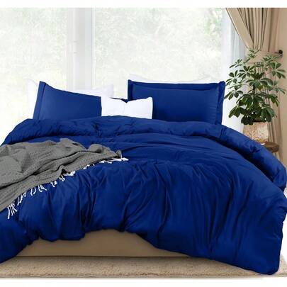 Duvet Covers SetsUtopia Bedding - Juego de funda de edredón tamaño King con cierre de zíper 3 piezas - 1 funda de edredón con 2 fundas de almohada - Microfibra cepillada suave 264 x 229 cm King azul reyDuvet Covers Sets