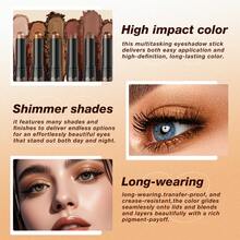 LANGMANNI 16 Colors Dual-Ended Cream Eyeshadow Stick – Silky Smooth, Waterproof & Transfer-Proof, Built-In Blender Brush, All-Day Matte & Shimmer Wear Eye Makeup - 彩色 - 查看 9