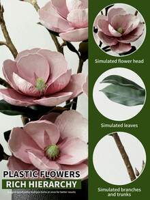 ZaiYe 1pc Luxury Artificial Magnolia Flower - Soft Touch, High-End Wedding, Home And Holiday Artificial Floral Decor - Elegant Tabletop DIY Centerpiece, Best Choice For Christmas, Perfect For Thanksgiving - Multicolor - View 4