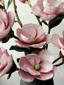 ZaiYe 1pc Luxury Artificial Magnolia Flower - Soft Touch, High-End Wedding, Home And Holiday Artificial Floral Decor - Elegant Tabletop DIY Centerpiece, Best Choice For Christmas, Perfect For Thanksgiving - Multicolor - View 5