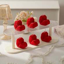 1支装和6支装心形香氛蜡烛，手工创意香氛蜡烛，情人节、婚礼回礼 - 紅色 - 查看 1