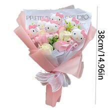 三丽鸥Hello Kitty卡通可爱仿真玫瑰花束，Hello Kitty卡哇伊玫瑰花束，Hello Kitty情人节礼物，母亲节花束，毕业永生花花束，适合送给女朋友，生日浪漫惊喜 - 彩色 - 查看 8