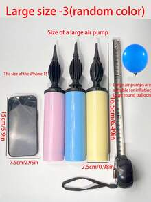 1pc/3pcs Balloon Air Pump, Portable Handheld Air Blower, Manual Balloon Inflator Pump, Suitable For Birthday Party, Festival, Wedding, Balloons (Random Color) Hand-Push Colored Air Pump