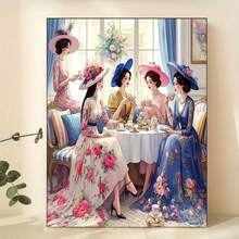 Kit de pintura com diamante 5D para mulheres, 11,8 x 11,8 polegadas - Arte de bordado com diamante redondo completo, adequado para decoração de parede e presentes, moldura não incluída