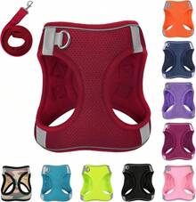 Dog Harness With Leash Set, No-Pull Step-In Reflective Pet Harness With 1 Leash Clips, Adjustable Soft Padded  Dog Vest Small Medium Large Dogs, Cats(Bright Red, XXXSmall)8GGY - Pink - View 8