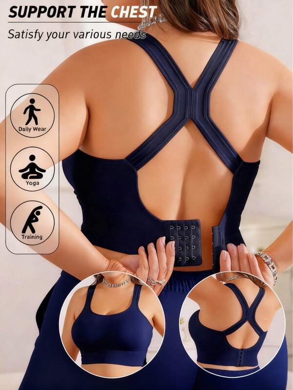 Women's Yoga Seamless Shock-Absorbing Sports Bra Wire-Free Fitness Top Backless Design Cross-OverTop Comfortable And Breathable Padded Sports Vest