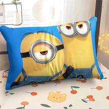 1pc Minions Cartoon Animation Cushion Cover, Anime Style Decorative Pillow Cover, Suitable For Bedroom, Sofa, Car And Home Decor, Living Room Pillow, Beautiful Modern Cushion Cover, Cute Room Decor, Fun Pillow, Sofa Cushion Cover, Car Pillow Cover, Playful Home Decor, Cartoon Design, Machine Washable, Zipper Closure, Stylish Home Textiles, No Inner Filling