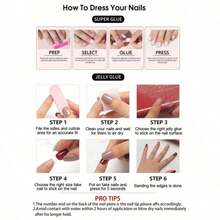 24Pcs Cool-Tone Green Press On Nails, 3D Wavy French Tip Cat-Eye False Nails - Reusable Wearable Glue-On Artificial Nails, No Damage Removable Manicure Tips,  Chic Ready-To-Wear For Women Fashion Party Daily Casual Beauty Accessories - 綠色 - 查看 7