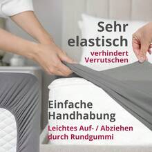 DecoHomeTextil Heimtextilmanufaktur Greenline - Sábana Bajera Ajustable de algodón 100% algodón 2 Unidades 180-200 x 200 cm hasta 30 cm también para Camas con somier sábana Bajera Ajustable - Champán Greenline - Ver 6