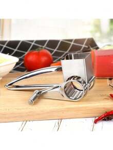 Premium Stainless Steel Cheese Grater - Manual Rotary Cheese Grater With Replaceable Blades, Durable Metal Kitchen Tool, Easy Cheese Preparation For Home And Restaurant Use, Cheese Shredder - Multicolor - View 9