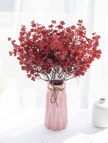 1pc Burgundy Artificial Gypsophila Flower Bouquet, Silk Simulation Starry Sky Flowers, Suitable For Wedding Bride Party Home DIY Floral Arrangement Decor - Burgundy - View 5