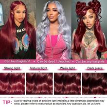 bling hair 28 Inch 99j Burgundy Lace Front Wigs Human Hair Red Burgundy Wig 200% Density 13x6 Body Wave Lace Front Wigs Pre Plucked 13x4 Lace Front Wigs Human Hair For Women - 酒紅色 - 查看 8