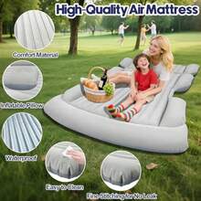 Car Inflatable BedColchón de aire para SUV colchón de aire para camping cama de viaje con 2 almohadas y bomba de aire colchón de dormir portátil fácil de inflar colchón inflable para coche superficie de PVCCar Inflatable Bed - azul - Ver 5