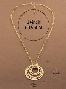 1 pezzo Collana con ciondolo asimmetrico aperto minimalista di colore oro opaco, ciondolo di forma geometrica boho di grandi dimensioni, collana statement