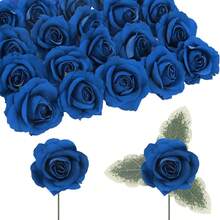 Bleu royal + fil de fer + feuilles