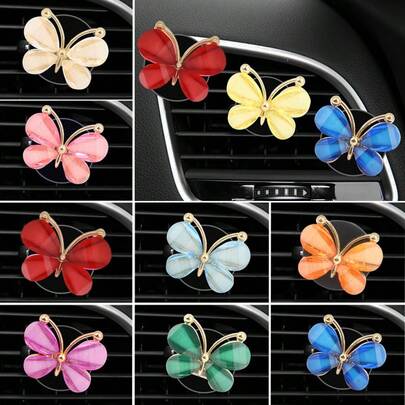 6 pezzi - Decorazione per bocchette dell'aria condizionata dell'auto: Fermagli a farfalla colorati, accessori decorativi di moda per interni auto