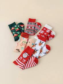 6 Pairs Christmas Socks - Festive Santa, Reindeer, Snowflakes, Candy Canes - Green, Golden, Red Holiday Colors - Machine Washable - For Christmas Party Favors, Stocking Stuffers, Gift Exchanges - Unisex Adult Socks - Bulk Christmas Decorations, Christmas Socks, Seasonal Footwear, Cheerful Patterns, Durable Material, Holiday Shoppers, Christmas Decor, Cartoon Patterns, Comfortable Material, Party Planners