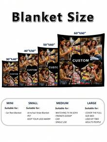 1pc Custom Photo Text Flannel Throw Blanket 280GSM, Personalized Soft Cozy Warm Comfortable Lightweight Blanket, Machine Washable All Seasons Suitable Flannel Blanket, Portable Travel Camping Car Office Sofa Bed Couch Blanket, Great Gift For Men Women Mom Dad Couples Grandmother Grandfather Son Daughter Brother Sister Wife Husband Coworker Colleague Teacher , Birthday Anniversary Christmas Valentine's Day Mother's Day Father's Day Graduation Halloween Women's Day Thanksgiving Teacher Appreciation Week International Nurses Day Back To School National Es Day Boss's Day Independence Day Gift, Ideal For Relaxing Lounging Snuggling Decorating Gifting, Customizable With Your Favorite Photos Messages Names, Ultra Soft Plush Feel, Durable Easy Care Fabric, Versatile Home Travel Use, Heartwarming Sentimental Practical Present - style-5 - 查看 4