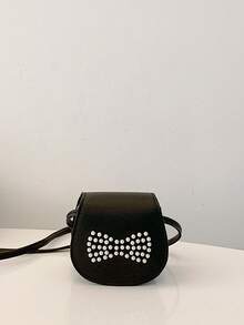 蝴蝶结装饰时尚女童单肩包，PU皮革斜挎小包