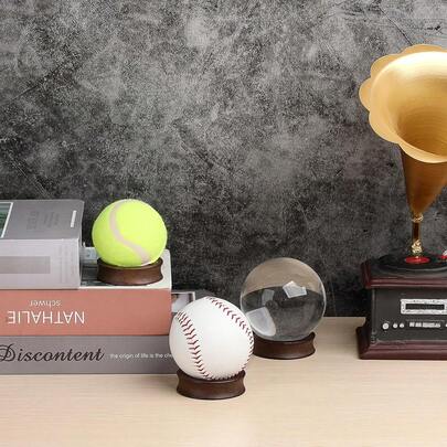 JUXYES Wooden Sphere Holder Display Stand, 6 Pack Small Wood Crystal Ball Stand, Simple Round Display Easel Stands For Decorative Eggs, Crystal Balls, Golf Ball, Stones, Gemstones, Collections, 32mm