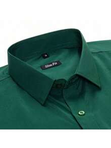 Men's Long-Sleeved Shirt, All Slim Fit Type, Luxury Premium - 軍綠色 - 查看 2