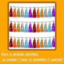 3P Metallic Fringe Tassel Banner Garland Foil Tinsel Streamer Wall Hanging Curtain Backdrop Banner For Parade Floats, Graduation Decorations, Father's Day Party Decoration(Silver)Halloween Christmas New Year - 湖藍色 橘紅色 金銀 紫色 - 查看 3