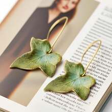 Fashion Olive Green Leaf Earrings, Green Ivy Leaf Earrings, New Bohemian Fall Jewelry, Gift For Best Friends Sisters - 綠色 - 查看 2