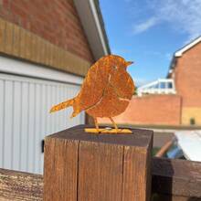 1pc Vintage Metal Nightingale Sculpture With Natural Rust Effect, Suitable For Outdoor Garden Fence Decor, Animal Art Theme, Desktop Display, Ideal Gift For Bird Lovers, Grandparents On Valentine's Day, Easter - Multicolor - View 2