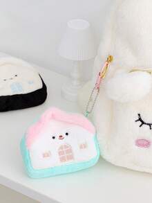 1 Piece Girls'Cute Furry Coin Purse House-Shaped Coin Wallet Mini Money Bag With Key Chain Embroidery Pattern Change Purse Cartoon Expression Pattern Card Bag Soft Plush Bluetooth Earphones Storage Bag Portable Small Hanging Bag Accessories Bag Schoolbag Pendant Lovely Coin Pouches Cute House Wallets For Children Multi-Functional Small Items Storage Bag For Daily Use - Multicolor - View 8