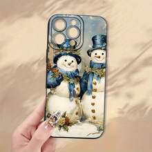 Funny moda creativa divertido navidad muñeco de nieve patrón impreso  del teléfono, espesa protección de cuerpo completo, a prueba de choque y caídas TPU suave , regalo de cumpleaños o de vacaciones para hombres y mujeres para 16 modelos de  15 14 13 12 11 XS XR X 7 8 Mini Plus Pro Max S - Negro - Ver 7