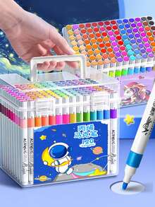 Bộ bút dạ acrylic 12/24/36/48/60/80/120 màu, thích hợp cho vẽ tranh DIY, sáng tạo nghệ thuật, khô nhanh, vẽ graffiti, sử dụng trong trường học, cũng thích hợp cho vẽ trên đá, gốm sứ, gỗ, vải bố, nhựa, thủy tinh, in danh thiếp, đồ thủ công DIY và dụng cụ nghệ thuật (3 kiểu bút được giao ngẫu nhiên) - Một cỡ - Xem 9