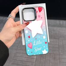 Colorful Silver Apple Phone CaseGlitter Little Star Baby Theme With Hearts And StarsCompatible With  11 To  17 Models The Cases Lens Protection Function Ensures The Camera Remains Undamaged During Shooting  Guaranteeing Image Quality