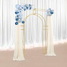 5.91*7.87ft Wedding Arch Backdrop Stand, White Gold Wedding Arches For Ceremony, Square Door-Shaped Metal Balloon Arch Stand, Flower Stand, Garden Arbor Frame For Wedding Birthday Party Baby Shower Photo Booth Background Decoration Indoors Outdoors - 金色 - 查看 1