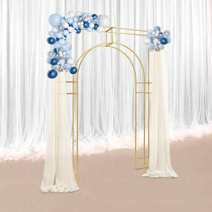 5.91*7.87ft Wedding Arch Backdrop Stand, White Gold Wedding Arches For Ceremony, Square Door-Shaped Metal Balloon Arch Stand, Flower Stand, Garden Arbor Frame For Wedding Birthday Party Baby Shower Photo Booth Background Decoration Indoors Outdoors - 金色 - 查看 1