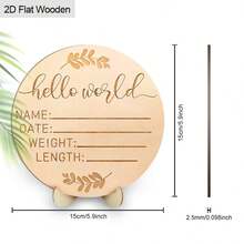 2pcs Baby Birth Wristbands&Baby Birth Announcement Sign Hello World Text With Wooden Tray,For Baby Shower Gender Reveal Party Pregnancy Announcement Birthday Party Nursery Decorations Christmas Decorations