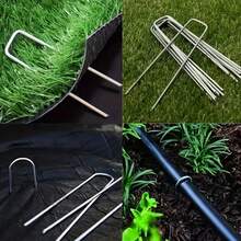 100 szt. 6-calowych ocynkowanych metalowych palików ogrodowych, trwałe klipsy do tkanin ogrodowych do tworzenia barier, okrywy gruntowej, dekoracji zewnętrznych, stabilności ogrodzenia