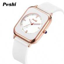 Poshi 1 Stück minimalistische Quarzuhr mit Silikonarmband, geeignet für den täglichen Gebrauch