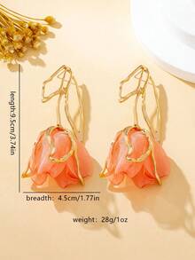 Fashionable Women's Earrings, Bohemian Style Exaggerated Large Rose Flower Earrings, Valentine's Day Jewelry Gift - Baby Pink - View 7