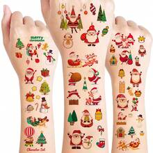 30 High-End Cartoon Christmas Tattoo Stickers, Cute Santa Claus Gifts, Arm Tattoo Sticker Sets - Multicolor - View 1