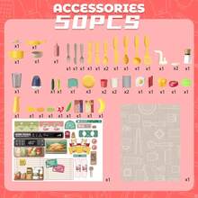 Kitchen Playset Role Play Toy With Realistic Lights And Lots Of Kitchen Accessories - Rosa - Ver 5