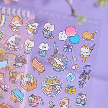20pcs Large Size Yoyo Town Miniature Scene Sticker Book, Includes 8 Different Scenes & 10 Sticker Sheets, 3D Cartoon House DIY Landscape Decoration Sticker Scrapbooking Supplies School Supplies - Multicolor - View 8