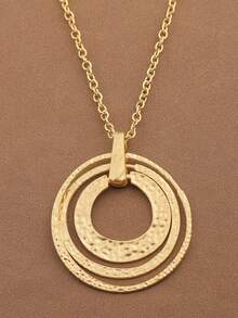1 pezzo Collana con ciondolo asimmetrico aperto minimalista di colore oro opaco, ciondolo di forma geometrica boho di grandi dimensioni, collana statement