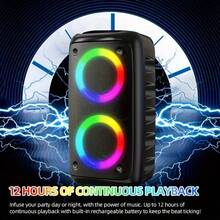 Portable Bluetooth Speakers, Karaoke Machines, Rechargeable DJ/PA Speaker Systems With Cards And Voice Prompts, AUX Input, REC, TWS For Outdoor Sports And Family Gatherings - màu đen - Xem 6