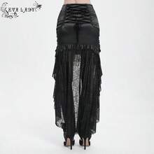 EVA LADY 1pc Gothic Style Lace Maxi Dress With Tassel Trim, Dark Theme Attention-Grabbing Outfit, Autumn/Winter - Black - View 2