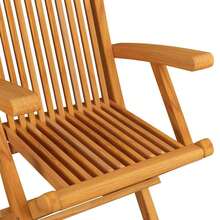 vidaXL 3 Stück Gartenstühle Mit Grauen Kissen, Massivholz Teak - Grigio - Visualizzare 5