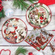 20pcs Christmas Party Tableware Set, 9-Inch And 7-Inch Santa Claus & Snowman Disposable Paper Plates, Napkins, Cups For Christmas Dinner, Dessert Party, Christmas Party Decorations, Serves 20 - Multicolor - View 3