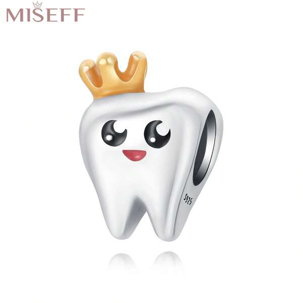 MISEFF 1 pieza Encanto de plata de ley S925 con diseño dental para hacer pulseras, manualidades y regalos de joyería para mujeres