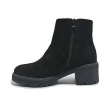 Bottines pour femmes avec un talon moyen et une fermeture éclair dorée, design élégant pour un port quotidien - Noir - Voir 4
