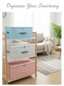 A Quilt Storage Box Washable Fabric Clothing Storage Box Storage Box Clothes Quilt Storage Box Wardrobe Box Large - White - View 5