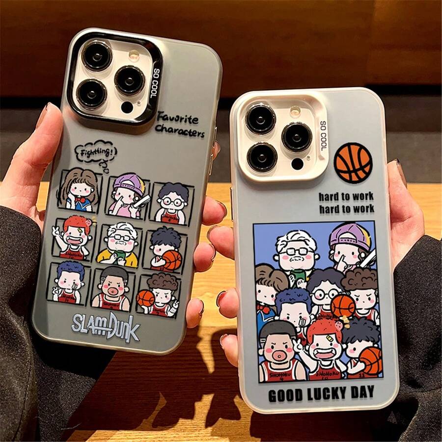 Anime Phone Case For 17/14/15 Pro/Max, Cute Cartoon Basketball Character Protective Cover - Blanco - Ver 1